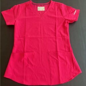PRETTY IN PINK! Skechers By Barco V Neck Scrub Top Women’s SMALL Stretch Wicking
